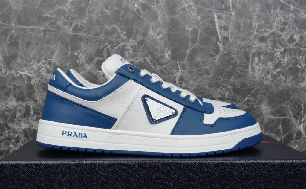 View 4 of Blue-White Prada Low-Tops: Contemporary Luxury Sneakers