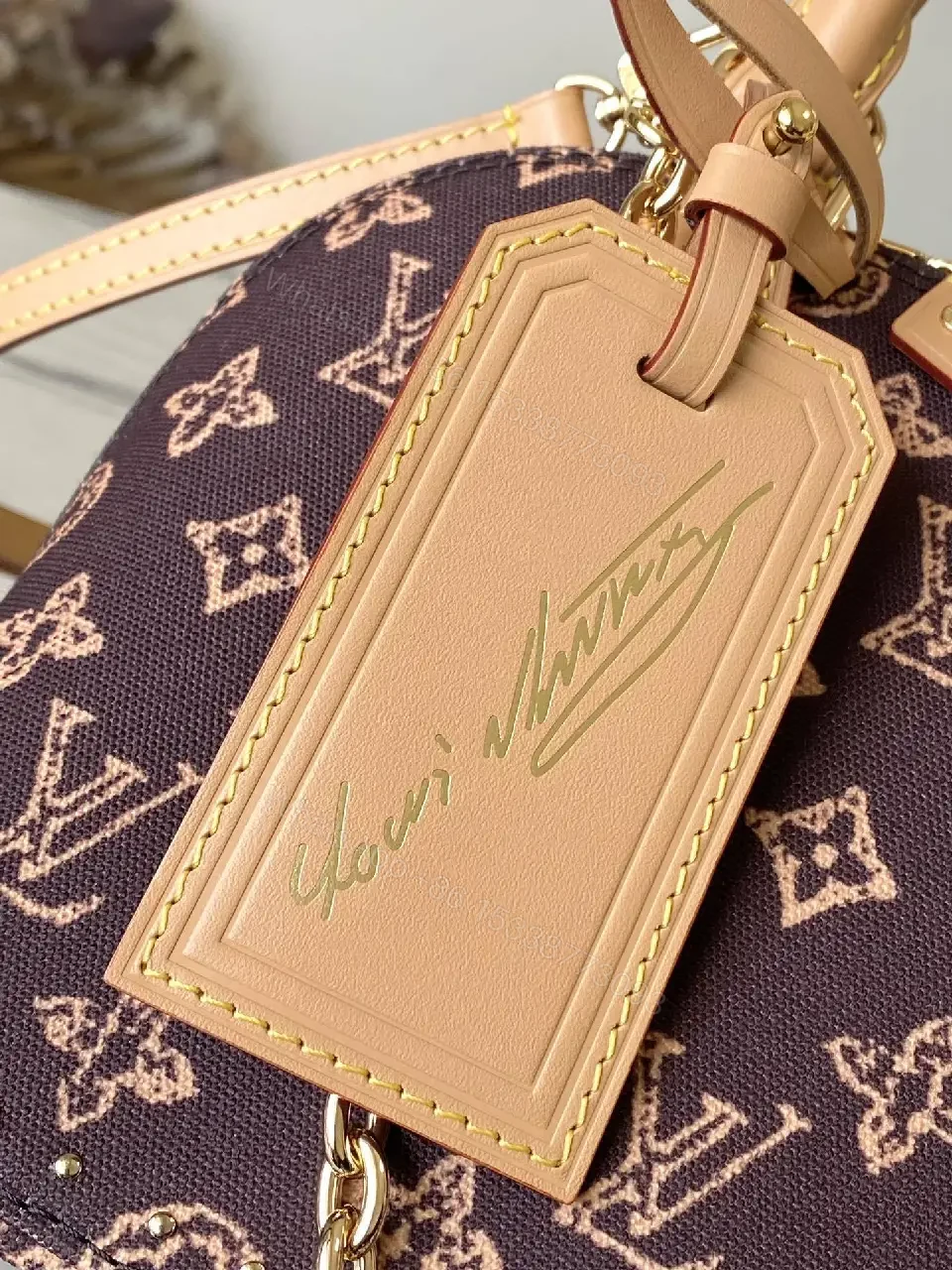 View 10 of Monogram Satchel: Gold-Accented Leather-Trim Dome Bag