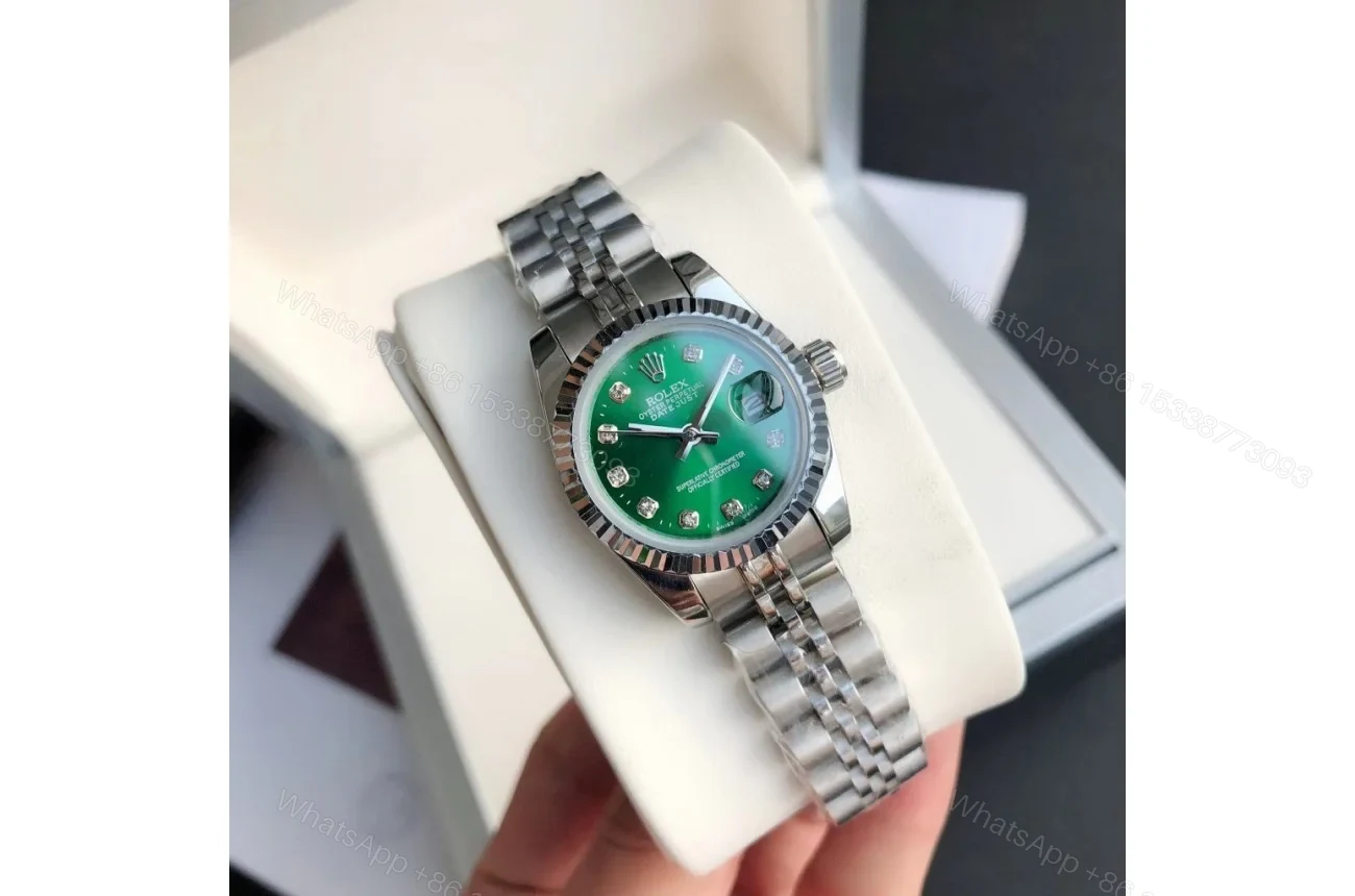 View 5 of Replica Rolex Datejust SS/SS Jub Green/Dia 36/28 mm