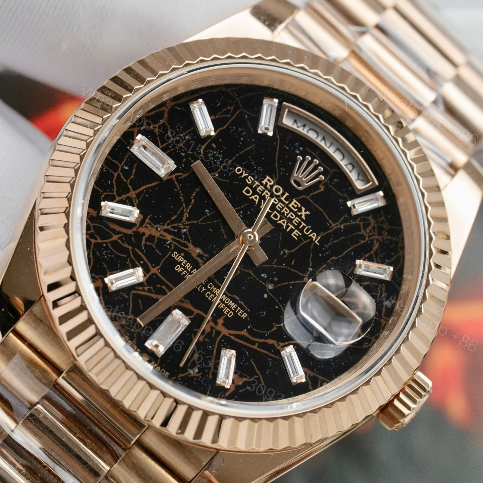 View 3 of Superclone Rolex Day-Date Eisenkiesel Diamond Dial 128235-0041 36 mm