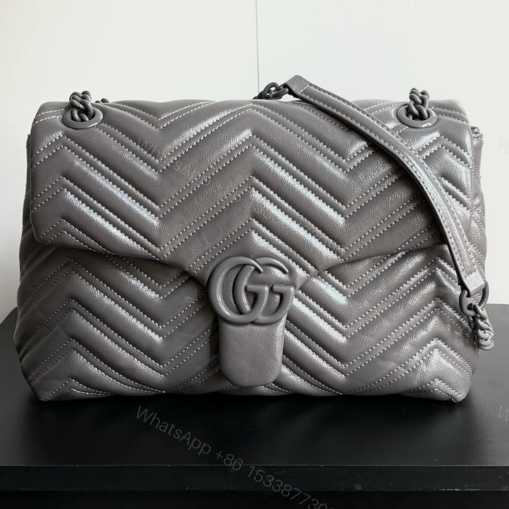 View 3 of Gucci Marmont Medium Shoulder Bag Gray 31Cm