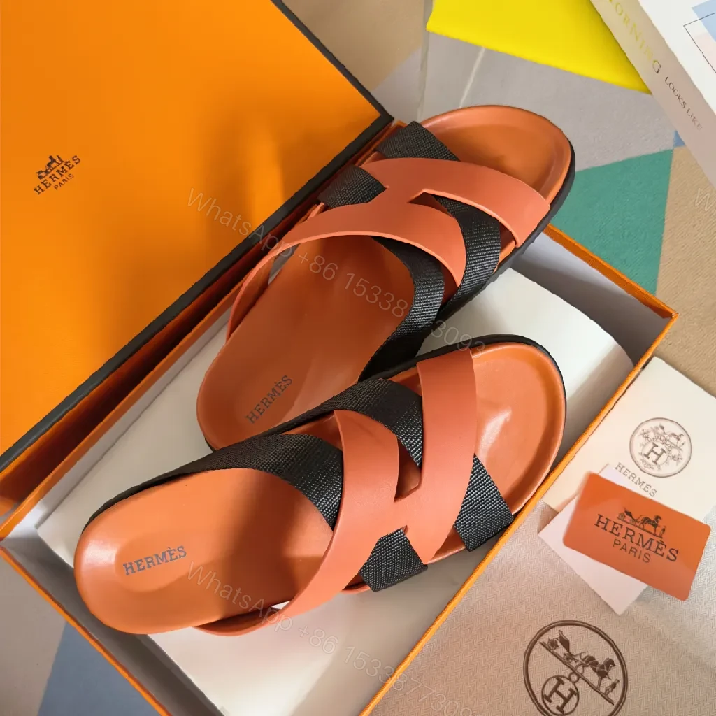 View 5 of Coral-Black Leather Sandals: Sleek Cross-Strap Comfort
