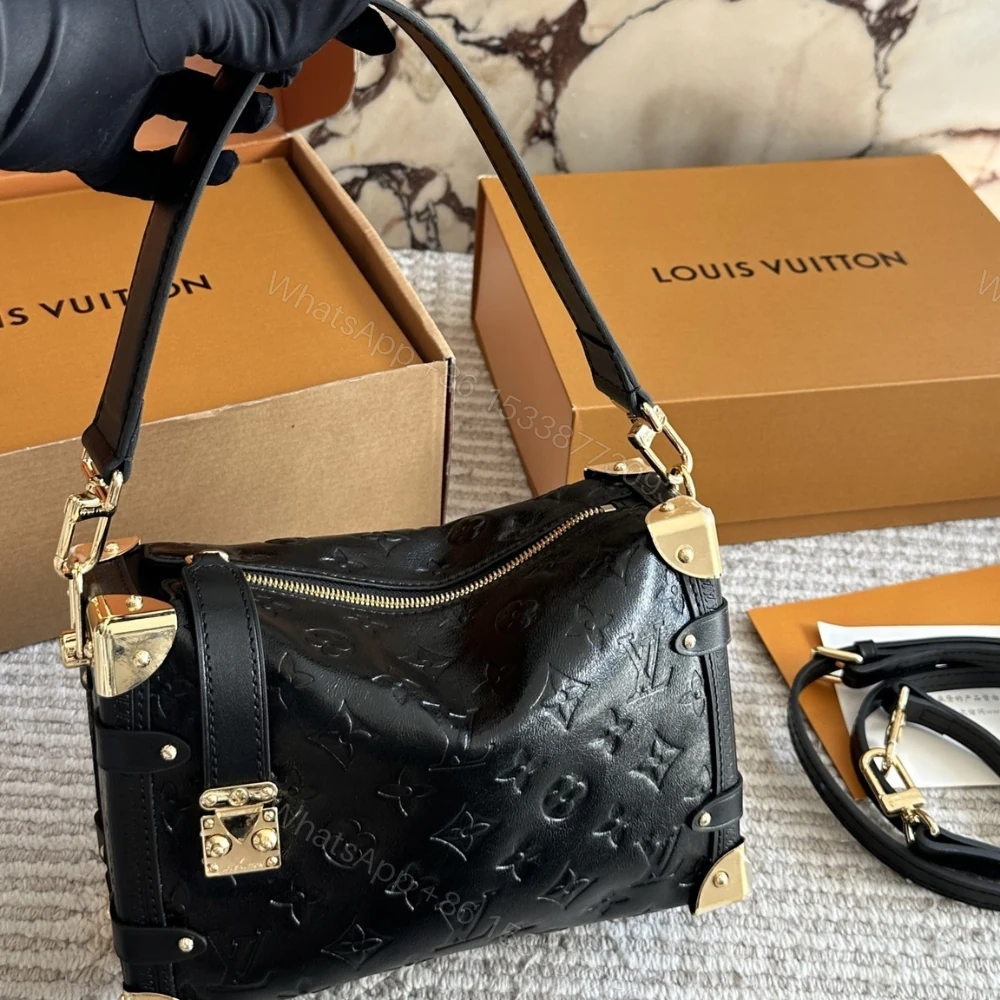 View 2 of Louis Vuitton MM Side Trunk Bag Gold Metal Black 23Cm