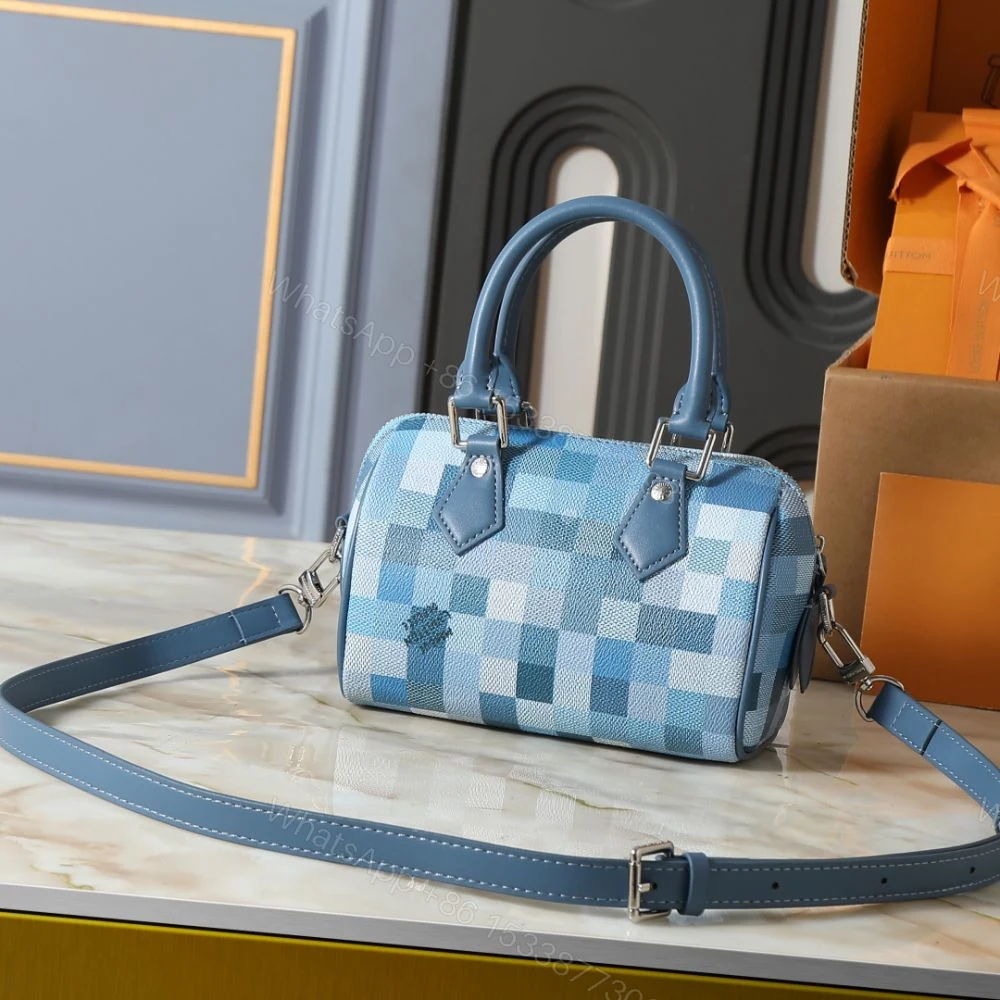 View 3 of Louis Vuitton Speedy 18 Bandoulière Blue 18Cm M29050