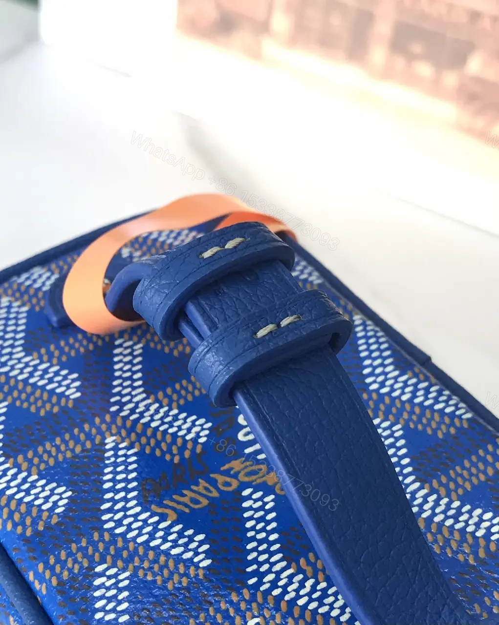 View 2 of Blue Patterned Structured Icon Bag - Durable Everyday Luxe Bag