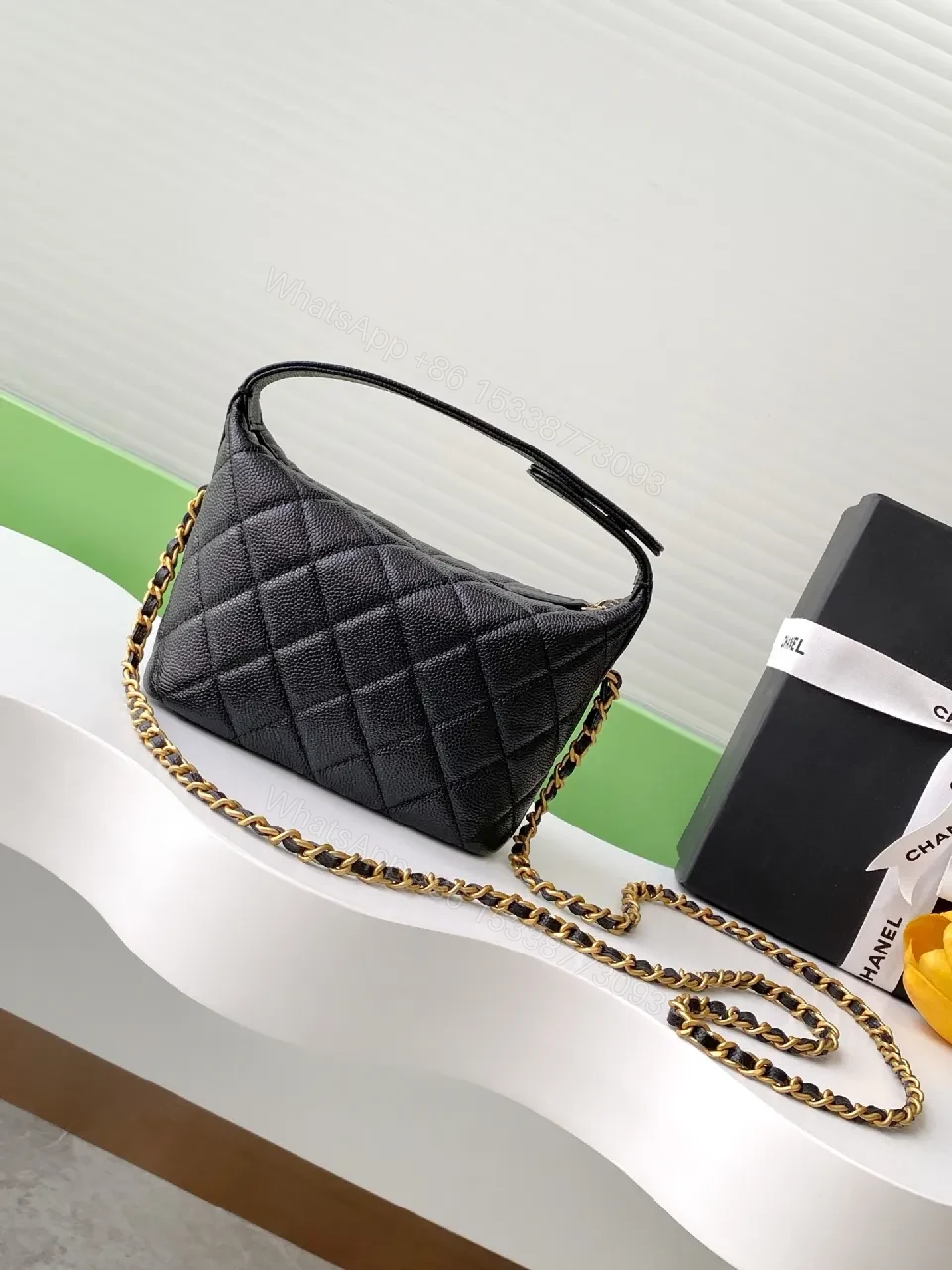 View 7 of Black Quilted Leather Shoulder Bag + Gold Hardware + Chic Classic + Versatile Everyday Luxury + Bag