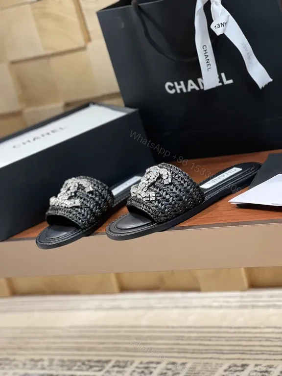 View 9 of Chanel-Inspired Embellished Slide Sandals: Luxe Comfort