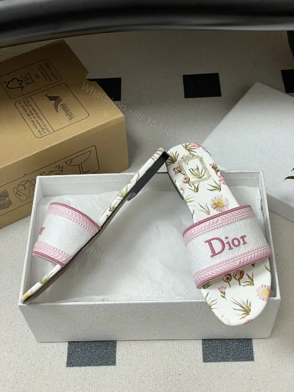 View 5 of Floral-Print Slides with Luxe Strap Comfort Footbed