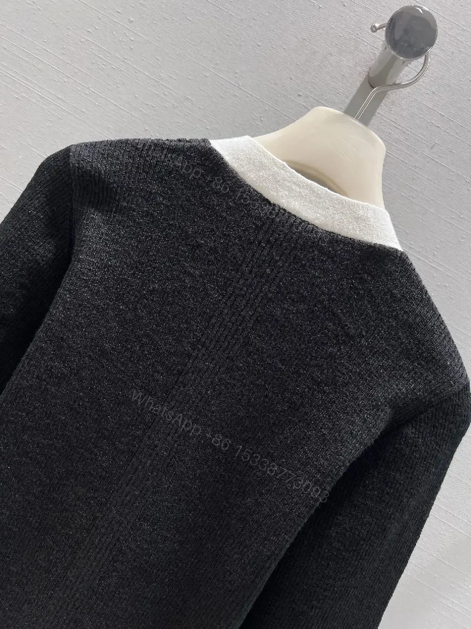 View 4 of Contrast-Trim Knit Cardigan: Sophisticated, Designer-Inspired Luxury