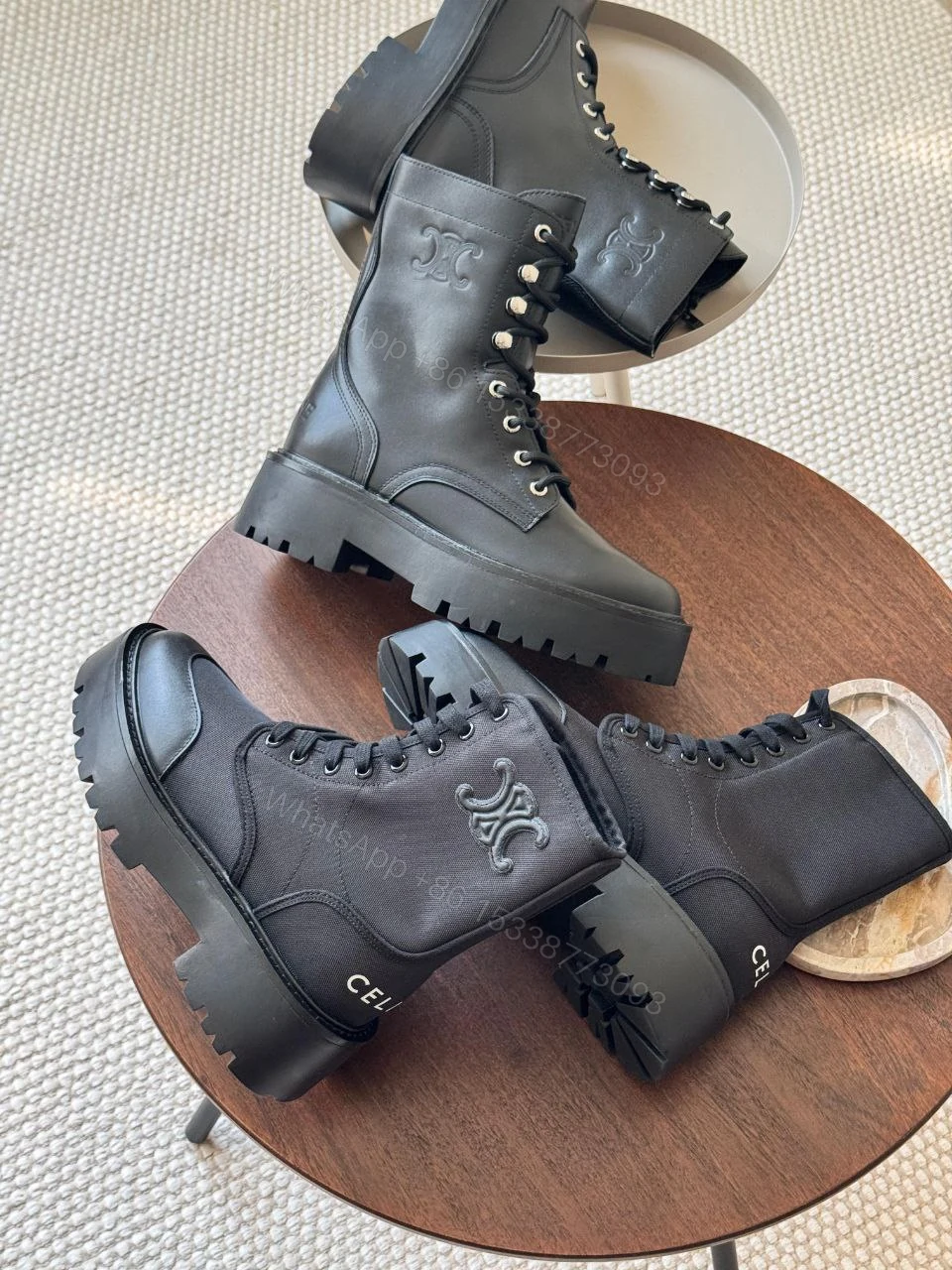 View 4 of CELINE BULKY LACED UP BOOT in NYLON AND SHINY BULL