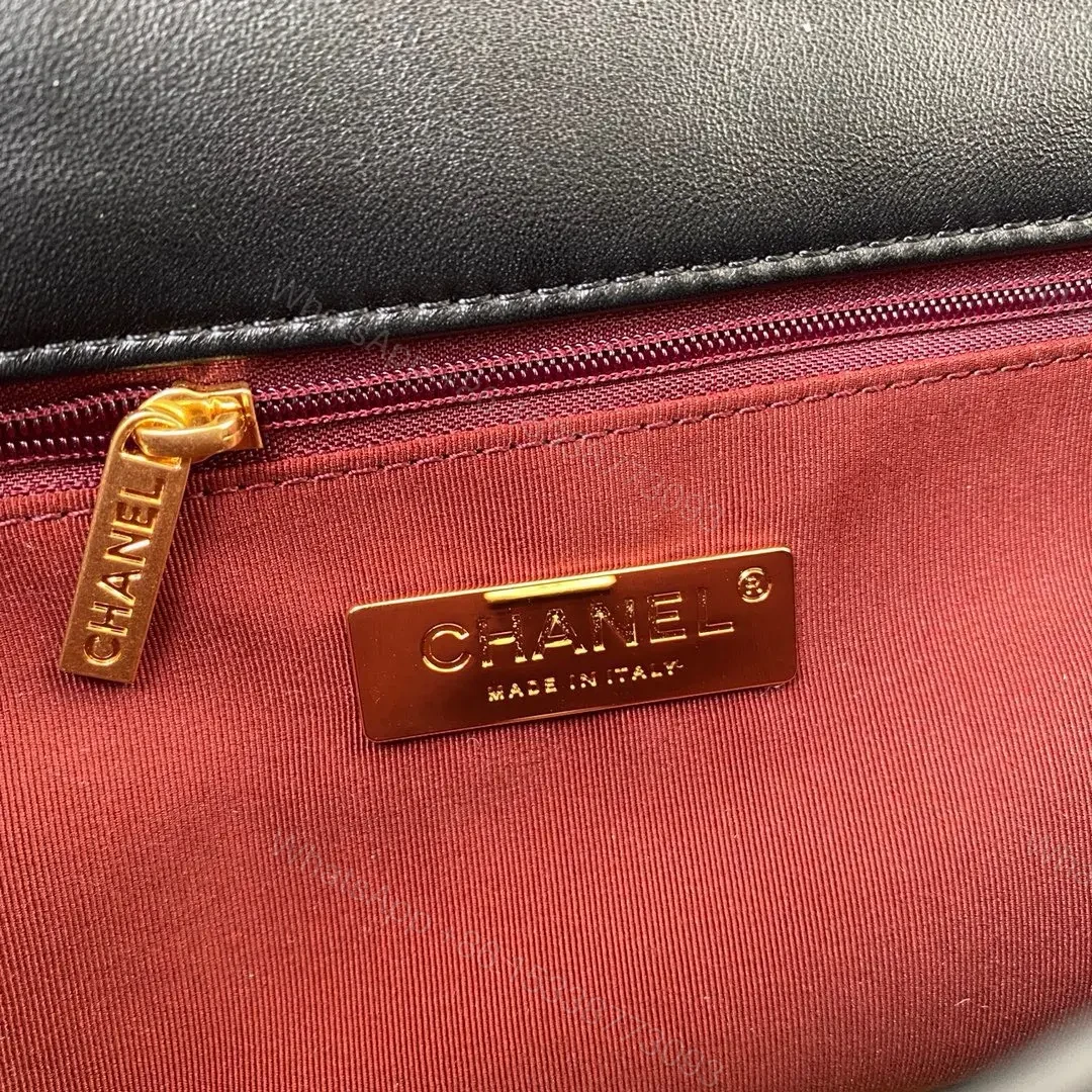 View 2 of Chanel 19 Flap Bag Black Lambskin Gold Hardware