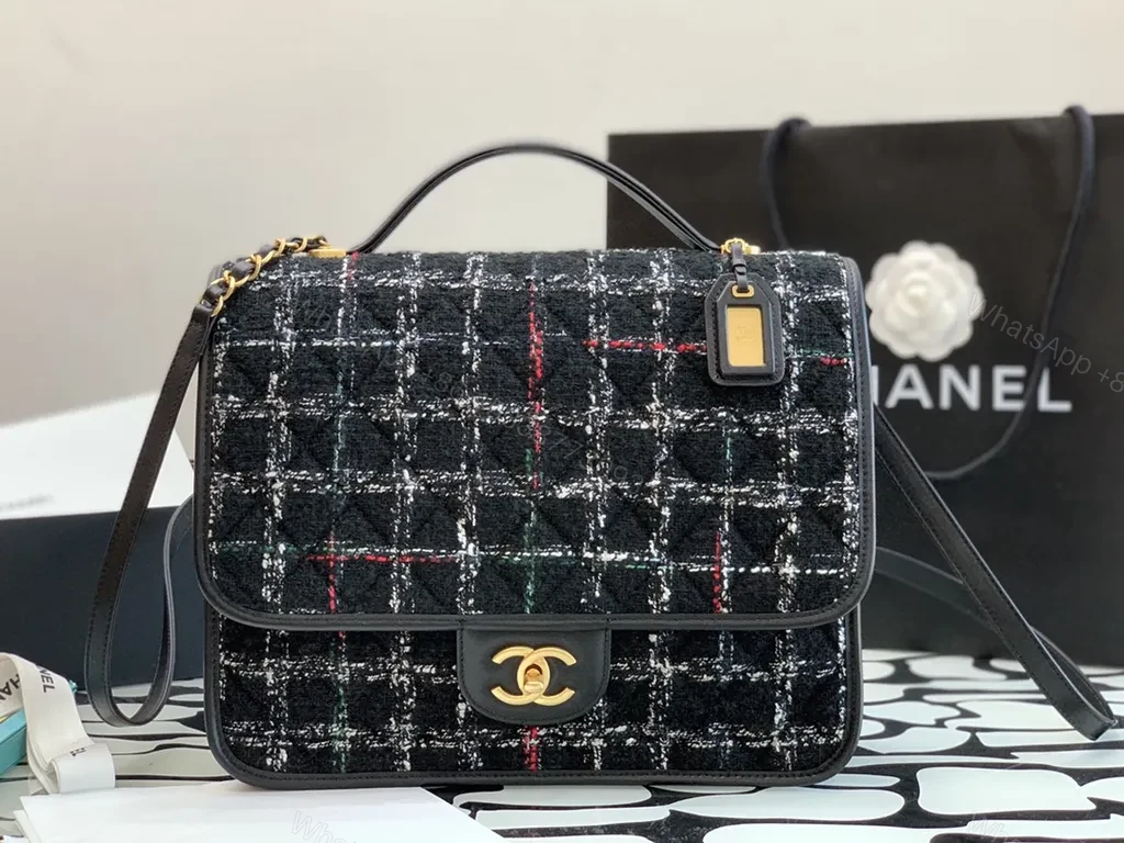 View 7 of Chanel-Inspired Tweed Satchel: Structured Luxury Bag