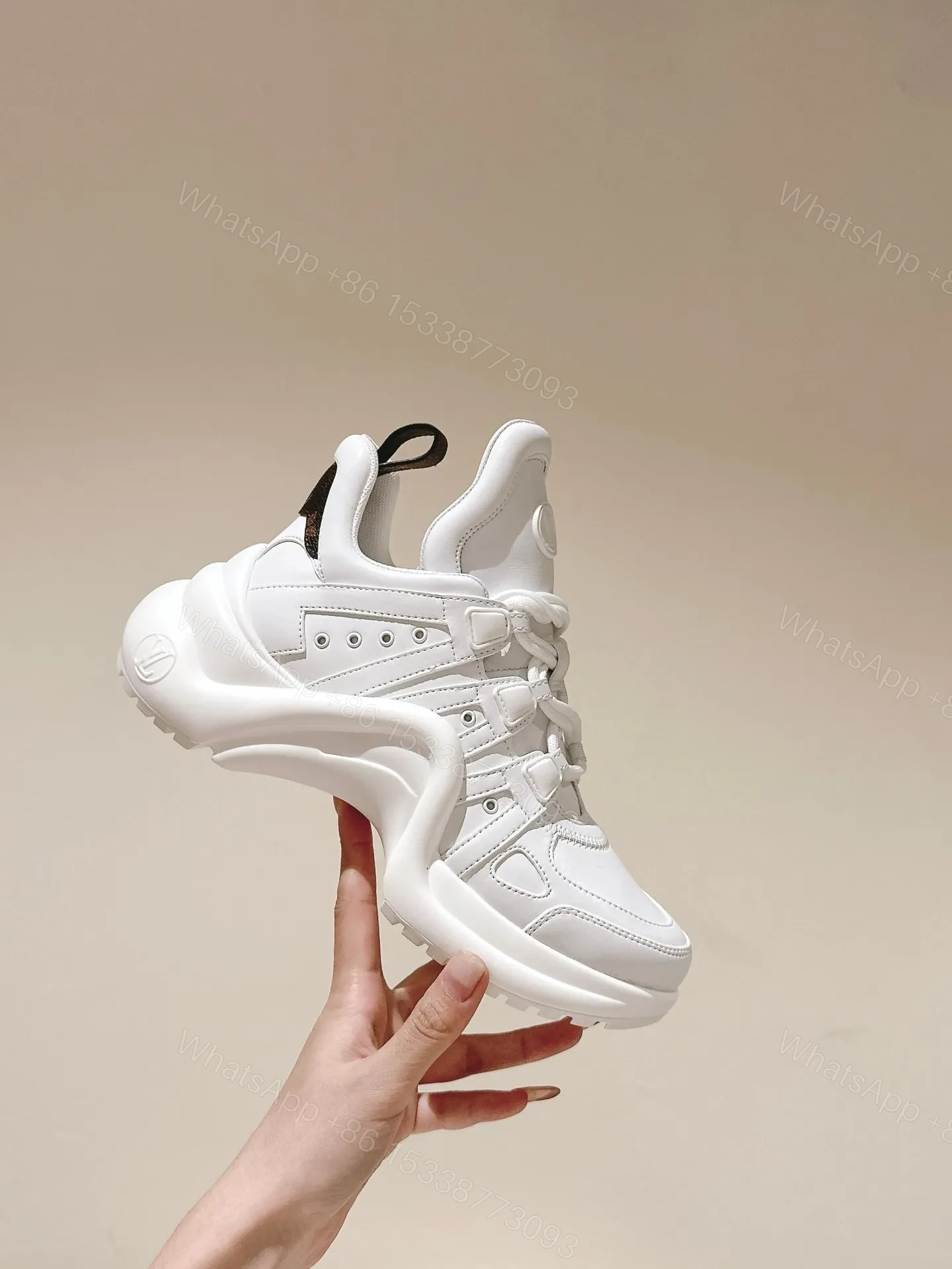 LV Women White Leather Chunky Sneakers — view 1