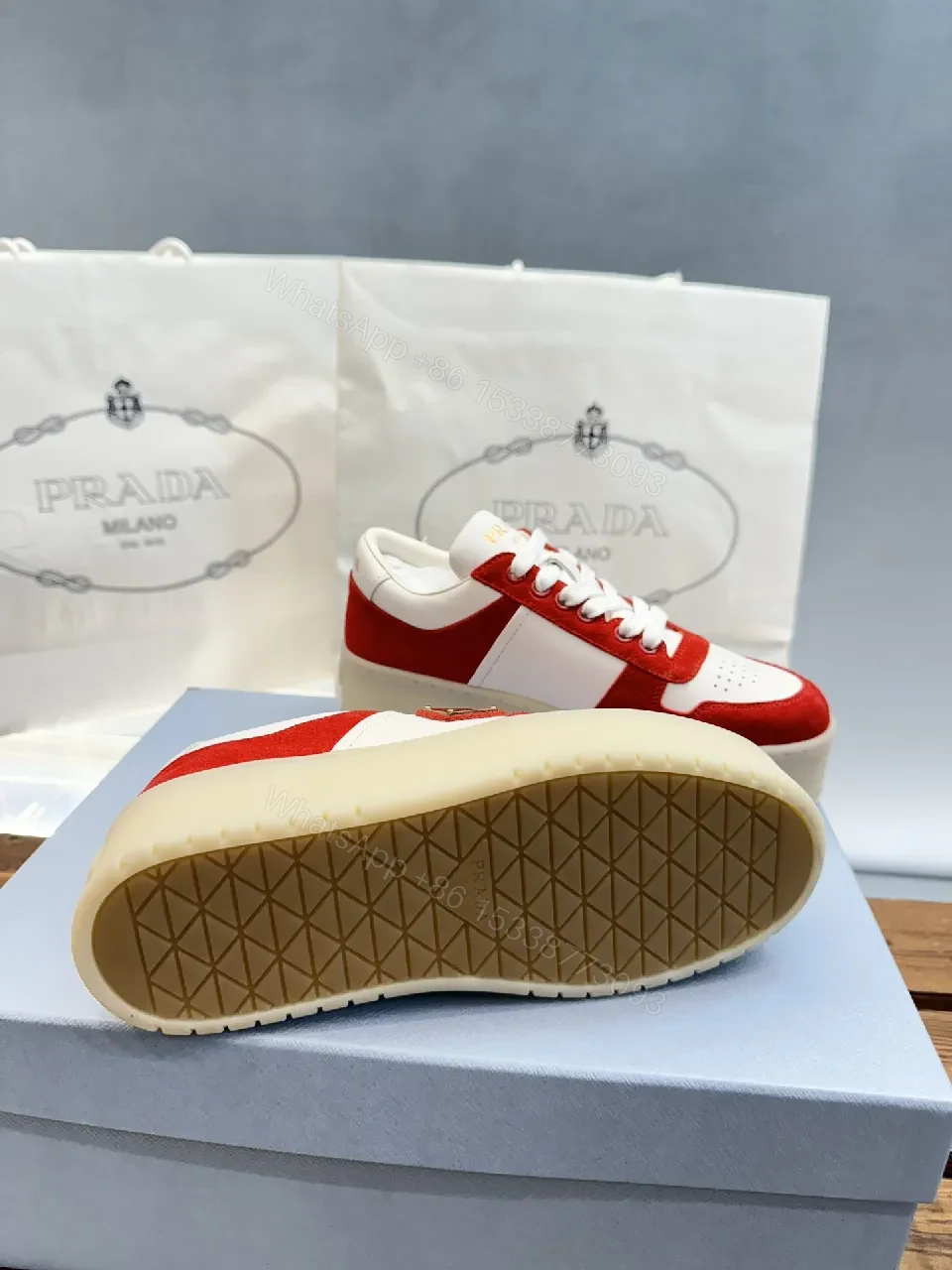 View 8 of Bold Red & White Platform Sneaker: Luxe Crest Edition