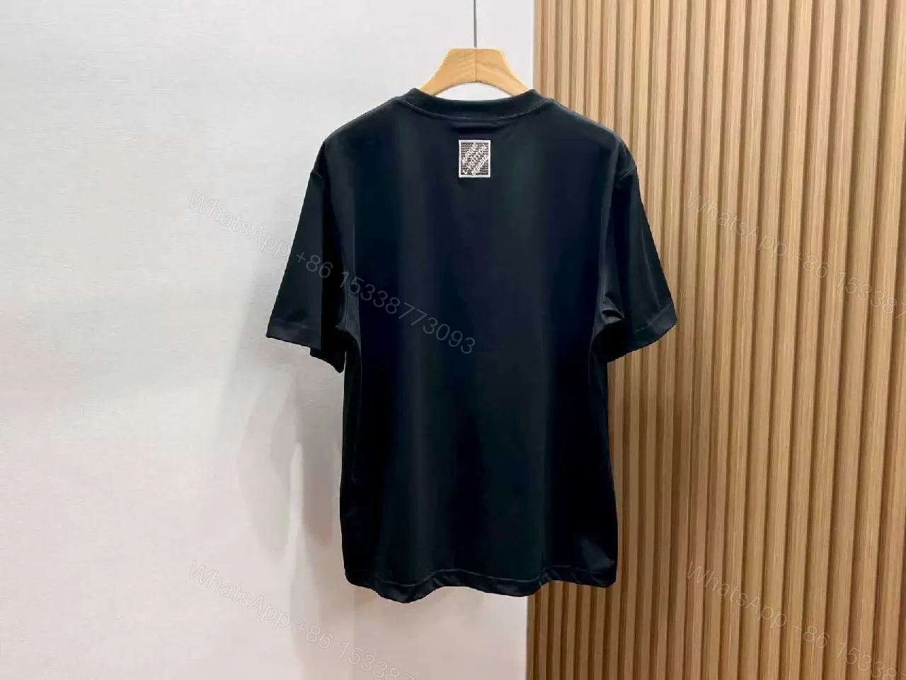 View 6 of White Cotton Crewneck Tee with LV-Inspired Embroidery, Casual Luxe Tee