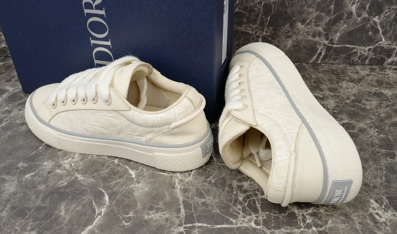 View 3 of White Leather Minimalist Low-Top Sneakers with Luxe Trim