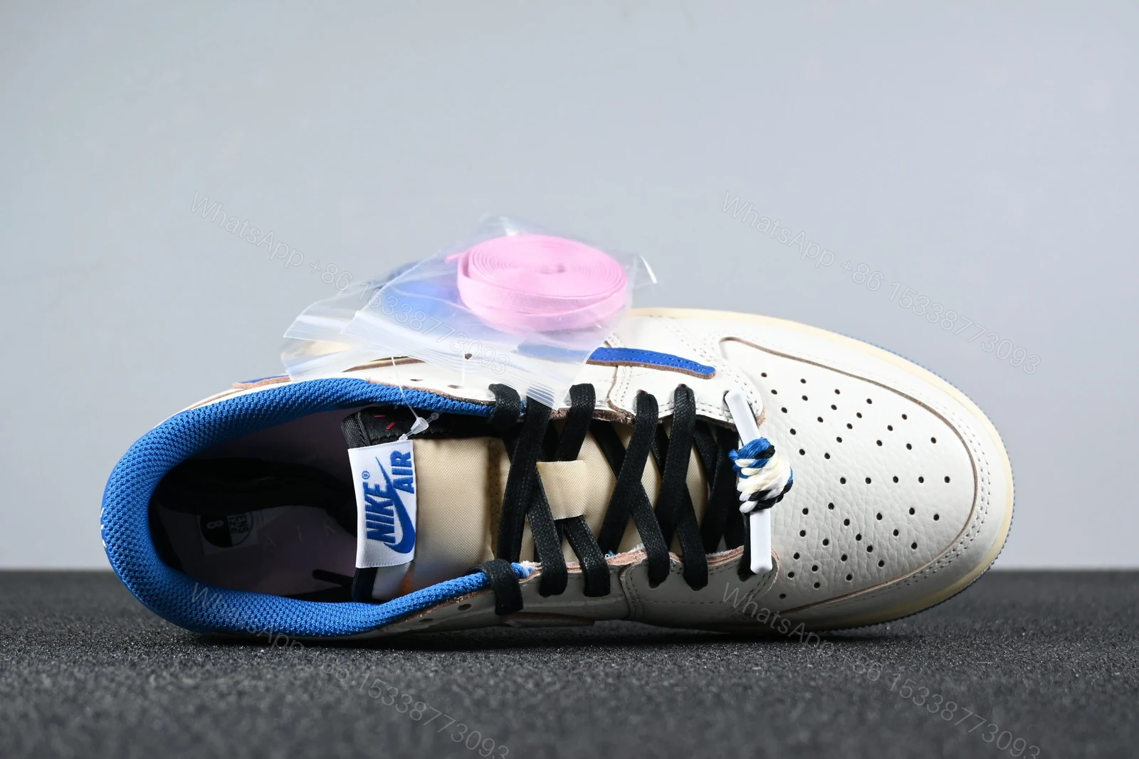 View 6 of Jordan 1 Retro Low OG SP Fragment x Travis Scott Sail Military Blue