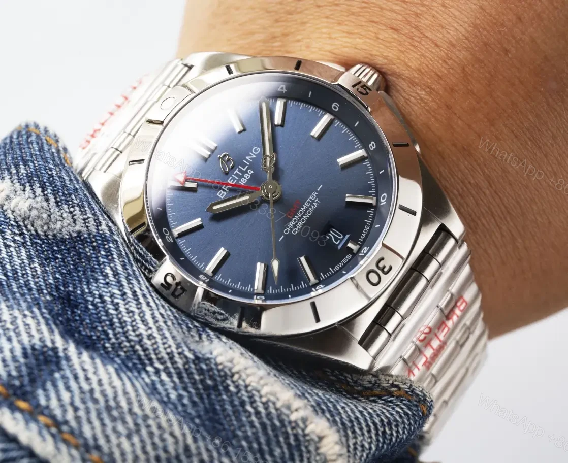View 6 of Breitling Chronomat GMT 40 Blue Replica Steel Bracelet 40MM Premium A32398101C1A1