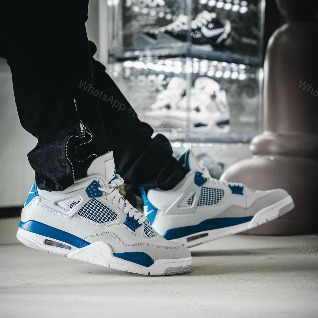 View 3 of FIRST COPY AIR JORDANS RETRO 4 MILITARY BLUE SHOES FOR MEN