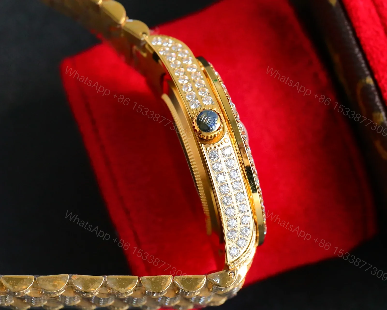 View 6 of Rolex Day-Date Rainbow Iced Replica 42MM Premium Full Gold Bracelet Rainbow Dial Edition ROLEX-DD-RAINBOW-ICED-FULL-GOLD-42