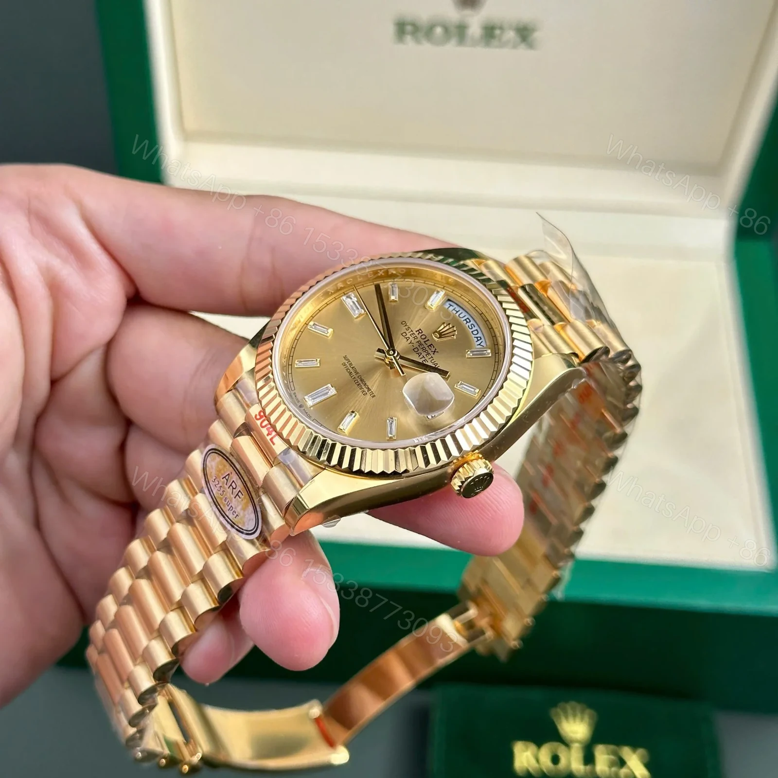View 5 of Superclone Rolex Day-Date Champagne Diamond Dial 128238-0132 36 mm
