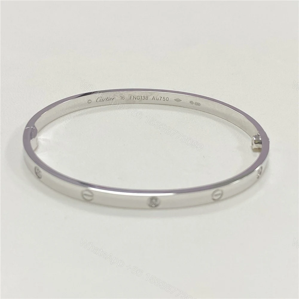 View 3 of Replica Cartier Love Bracelet 6 Diamonds White Gold B6047717