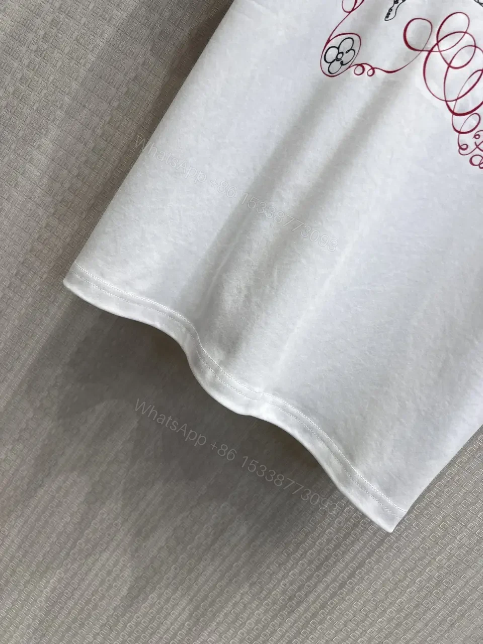 View 9 of White Cotton Luxe Tee with Signature Crest Graphic - Casual Premium Style