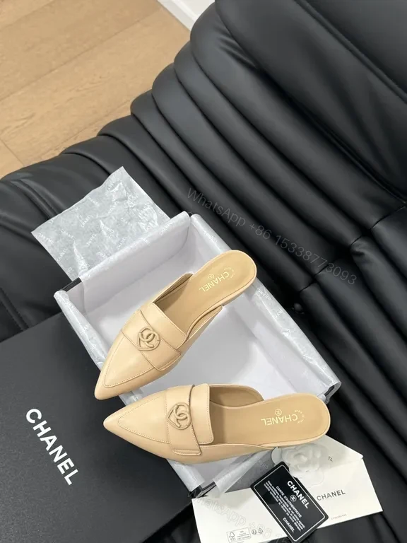 View 9 of Chanel-Inspired Nude Leather Mules â€” Sleek Everyday Luxe