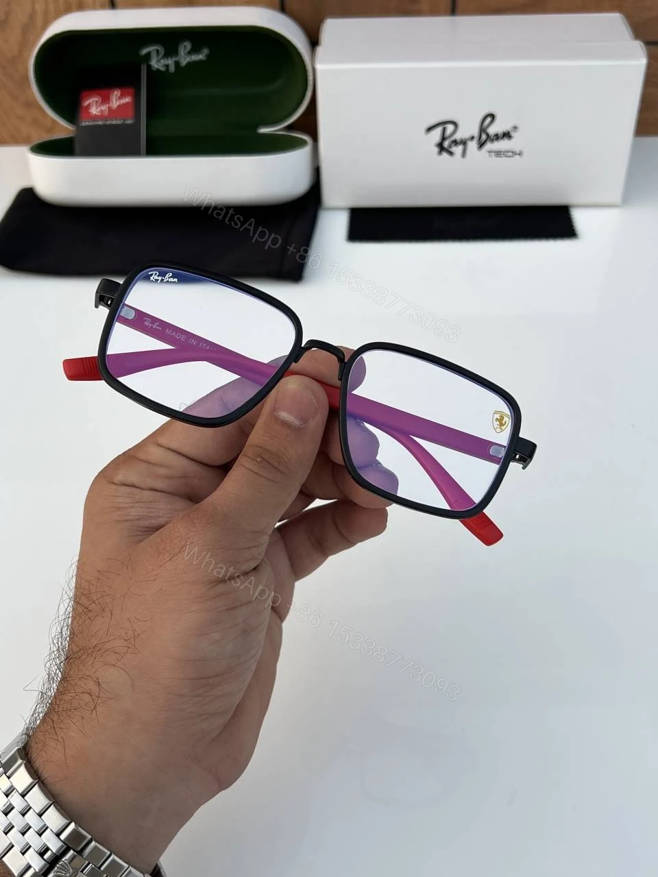 View 3 of First Copy RayBan 8840 Black Plano Sunglasses