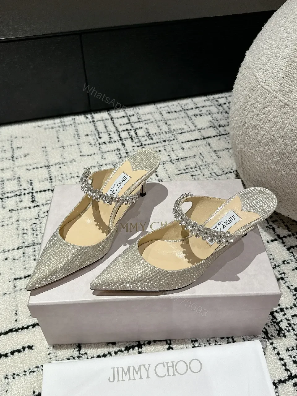View 4 of Glimmering Pointed-Toe Heels with Crystal Embellishment