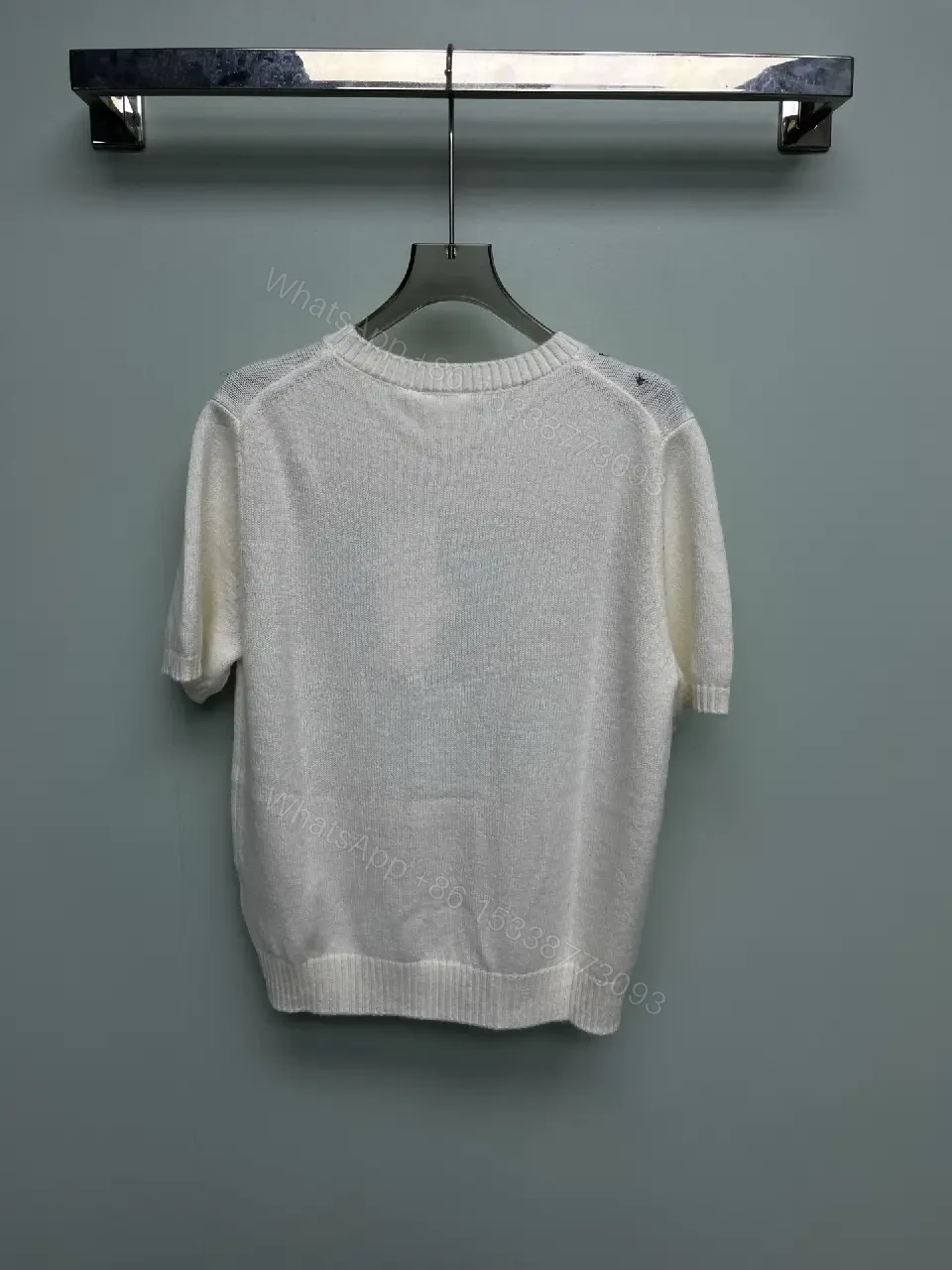 View 10 of Luxe Knit Top: Embroidered Logo with Floral Sparkle