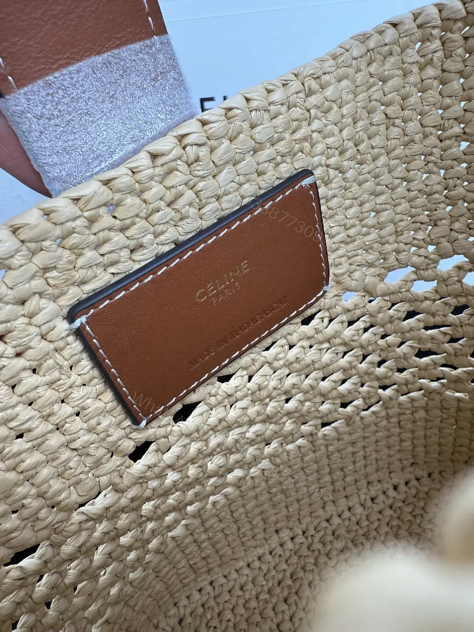 View 5 of Natural Straw Woven Bag, Signature Celine Finish, Lightweight Crossbody