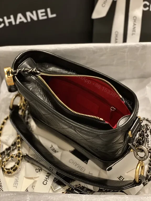 View 8 of Chanel-Inspired Quilted Leather Crossbody with Gold Hardware