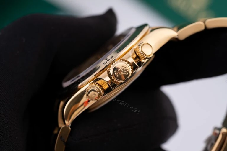 View 3 of Replica Rolex Cosmograph Daytona Yellow Gold Mother of Pearl Dial 40mm