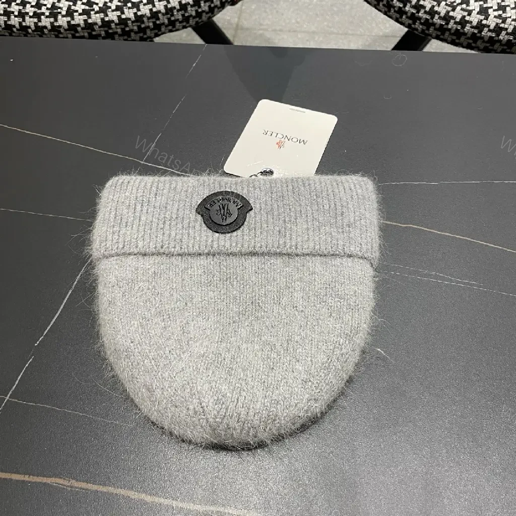 View 7 of Cozy Perimeter Beanie: Textured Knit, Subtle Emblem, Neutral Gray