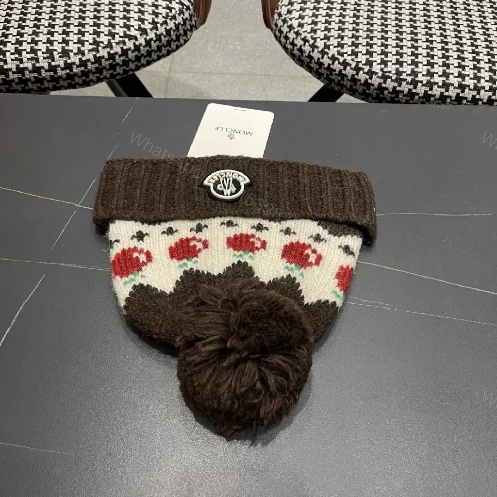 View 3 of Cozy Wool-Blend Pom Beanie with Crest Patch