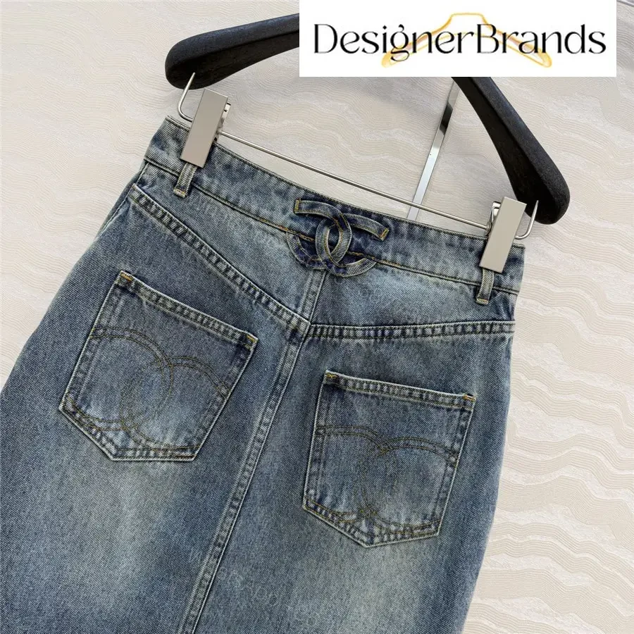 View 9 of Chanel Washed Blue Straight-Cut Denim Skirt