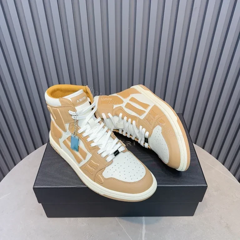 View 9 of Neutral Tan & Off-White High-Top Sneaker: Luxury Comfort