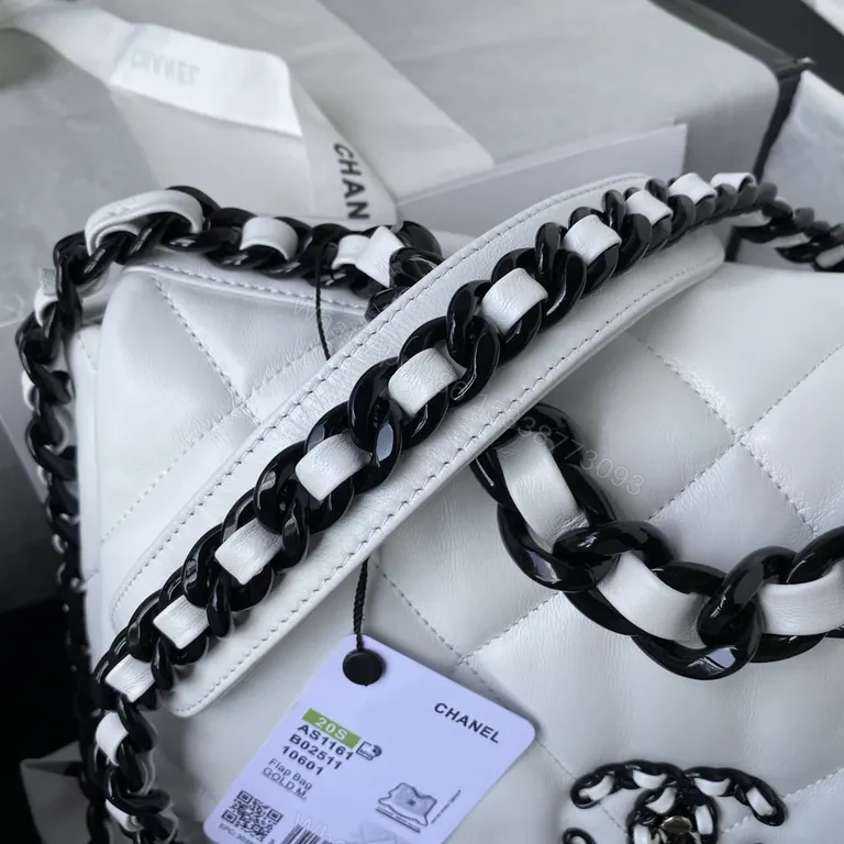 View 4 of Chic Quilted Leather Tote with Signature Chain Details