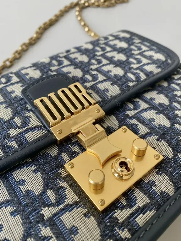 View 5 of Black Jacquard Mini Satchel: Dior-Inspired with Gold DIOR Lock