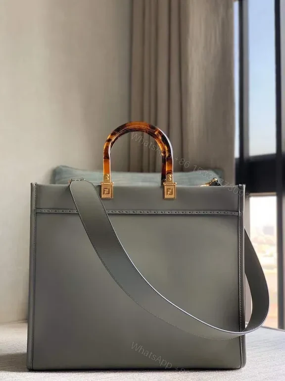 View 4 of Structured Luxury Tote â€“ Bold FENDI Logo, Top-Handle Bag