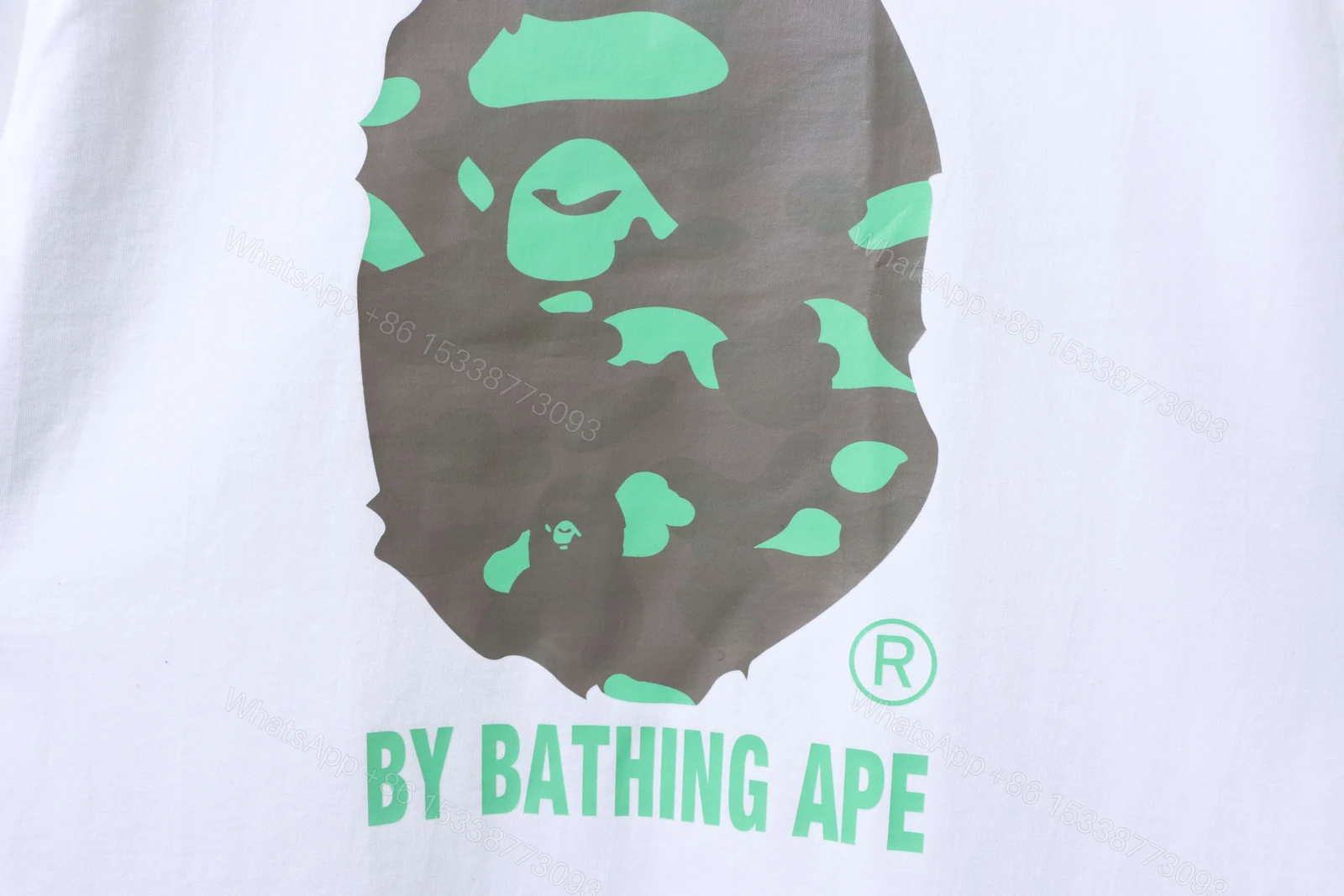 View 2 of Bape 26ss Macaron Adult Ape Head Letter Print Short-Sleeved T-shirt White