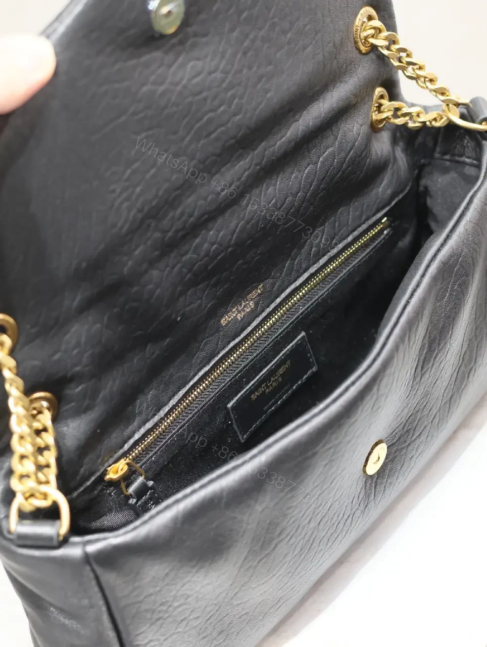 View 8 of Chic Pebble Leather Satchel: Gold Hardware Bag Adjustable-네요