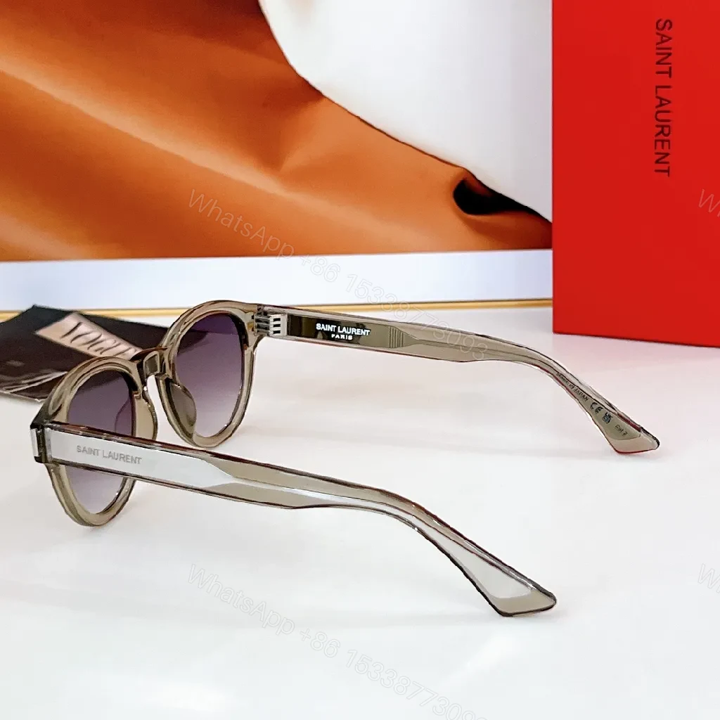 View 8 of Chic Round Sunglasses: Black Acetate, Luxe Logo Detail