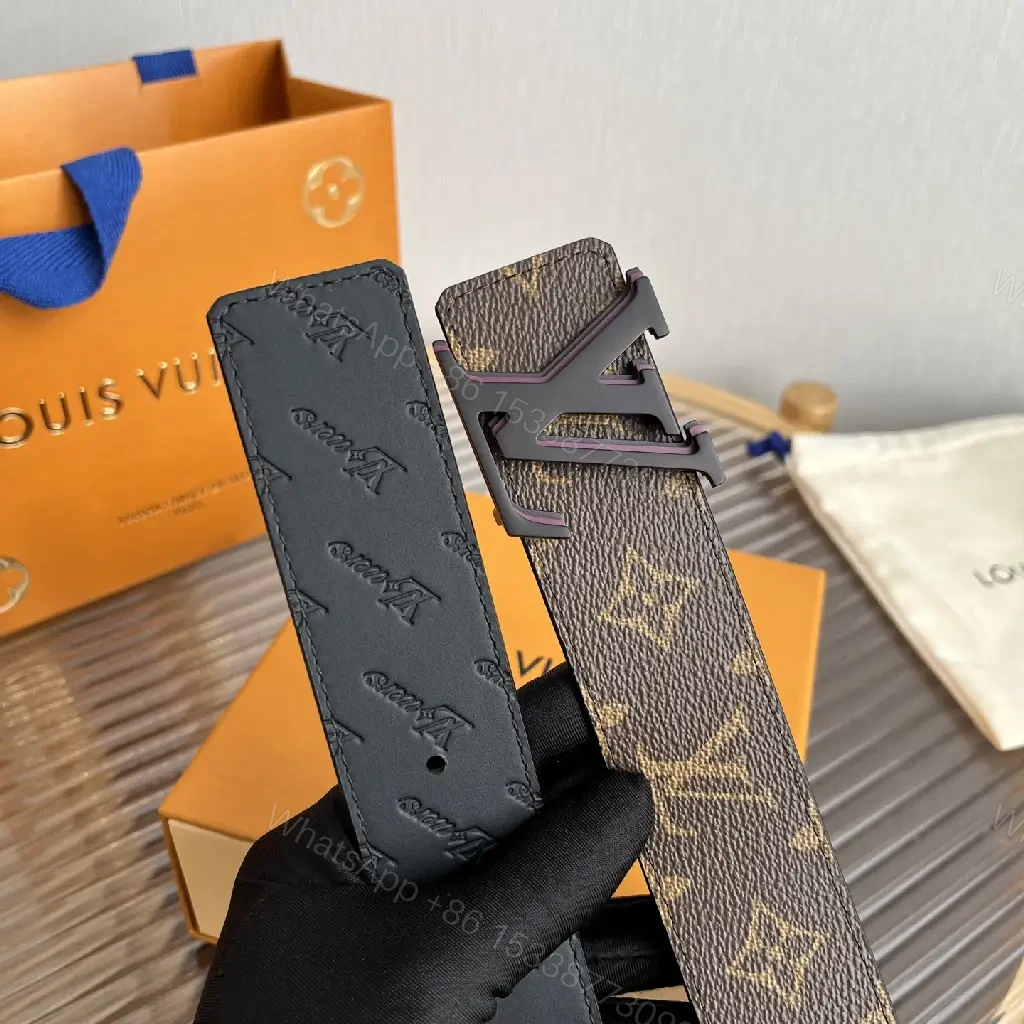 View 9 of Brown Monogram Canvas Belt with LV Logo Buckle