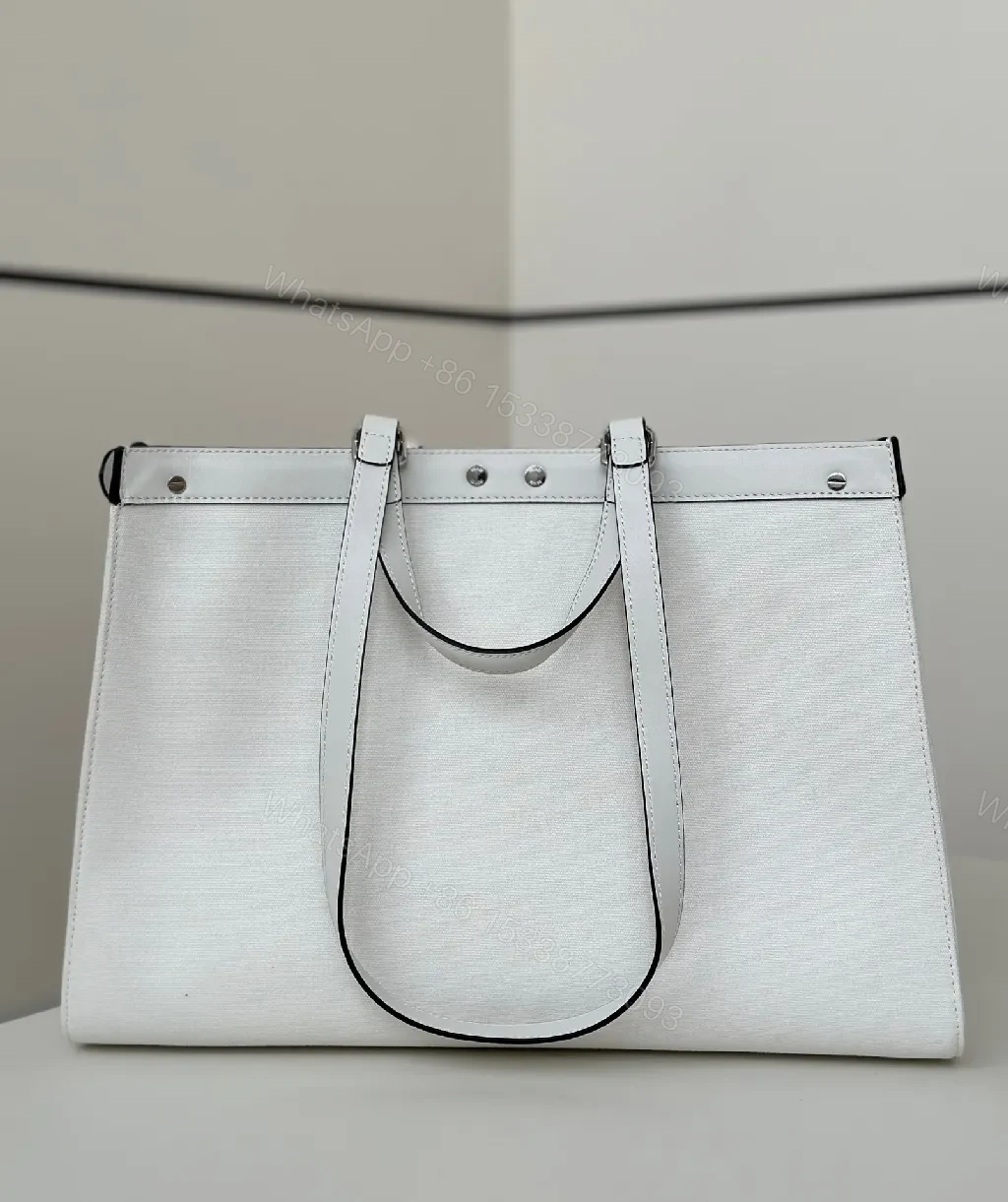 View 2 of Monochrome Leather-Trim Tote: Structured, All-Day Statement