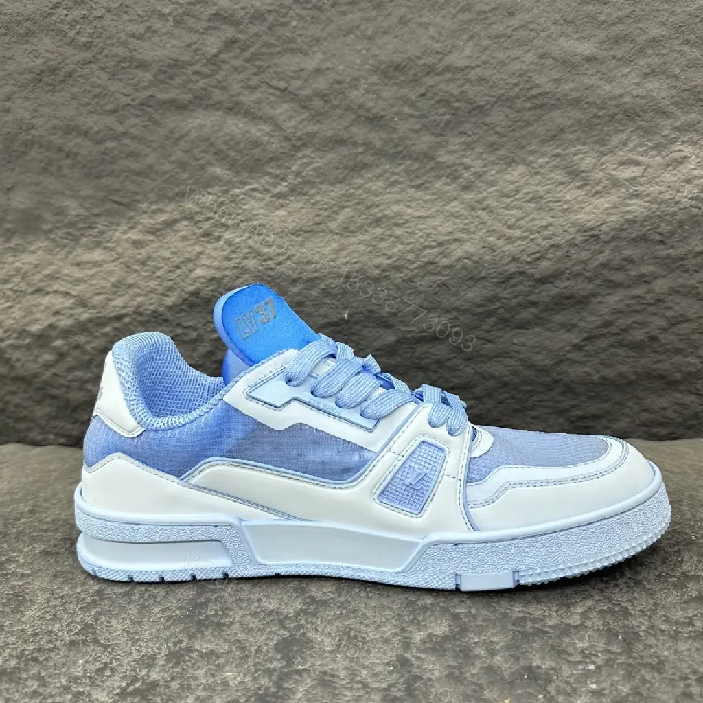 View 2 of Blue Denim-White Leather High-Top Sneakers: Luxe Comfort