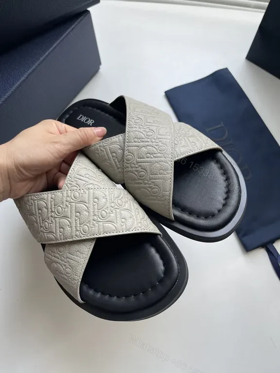 View 9 of Dior Embossed Slide Sandals â€“ Casual Luxe Comfort