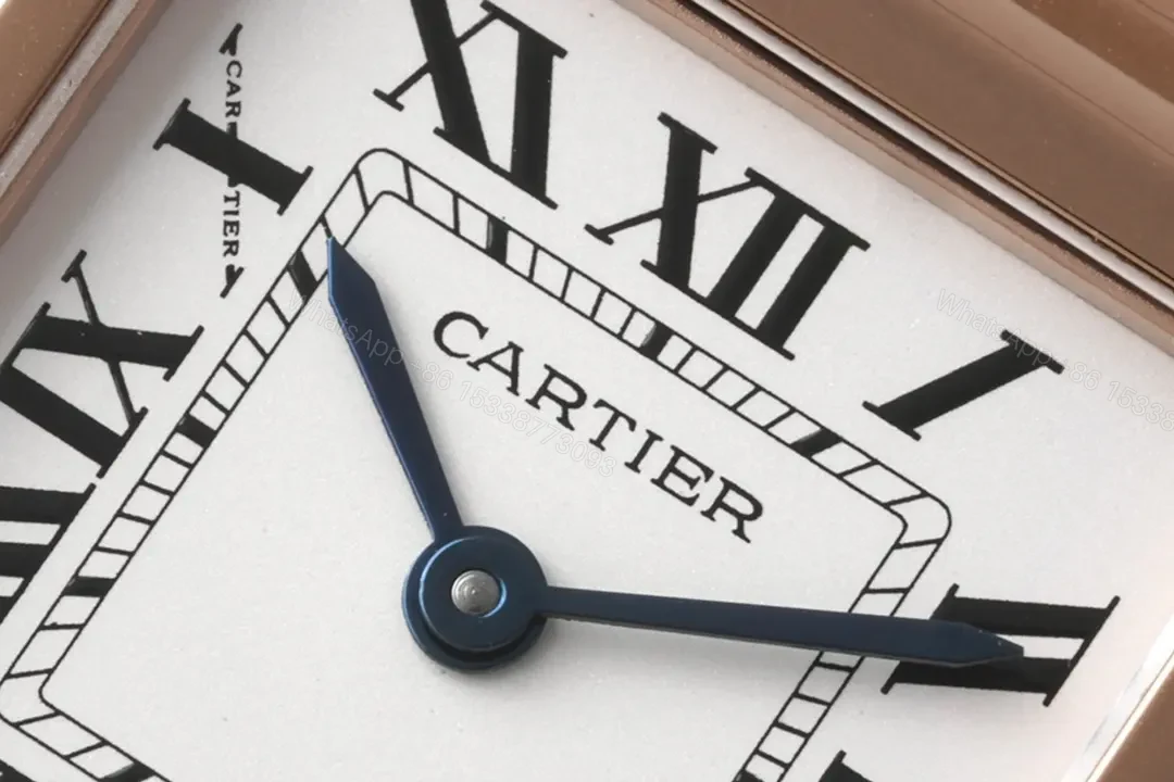 View 8 of GS Factory Cartier Panthère de Cartier Rose Gold Watch – 27x37mm, Silver Dial, Blue Hands, Steel Bracelet