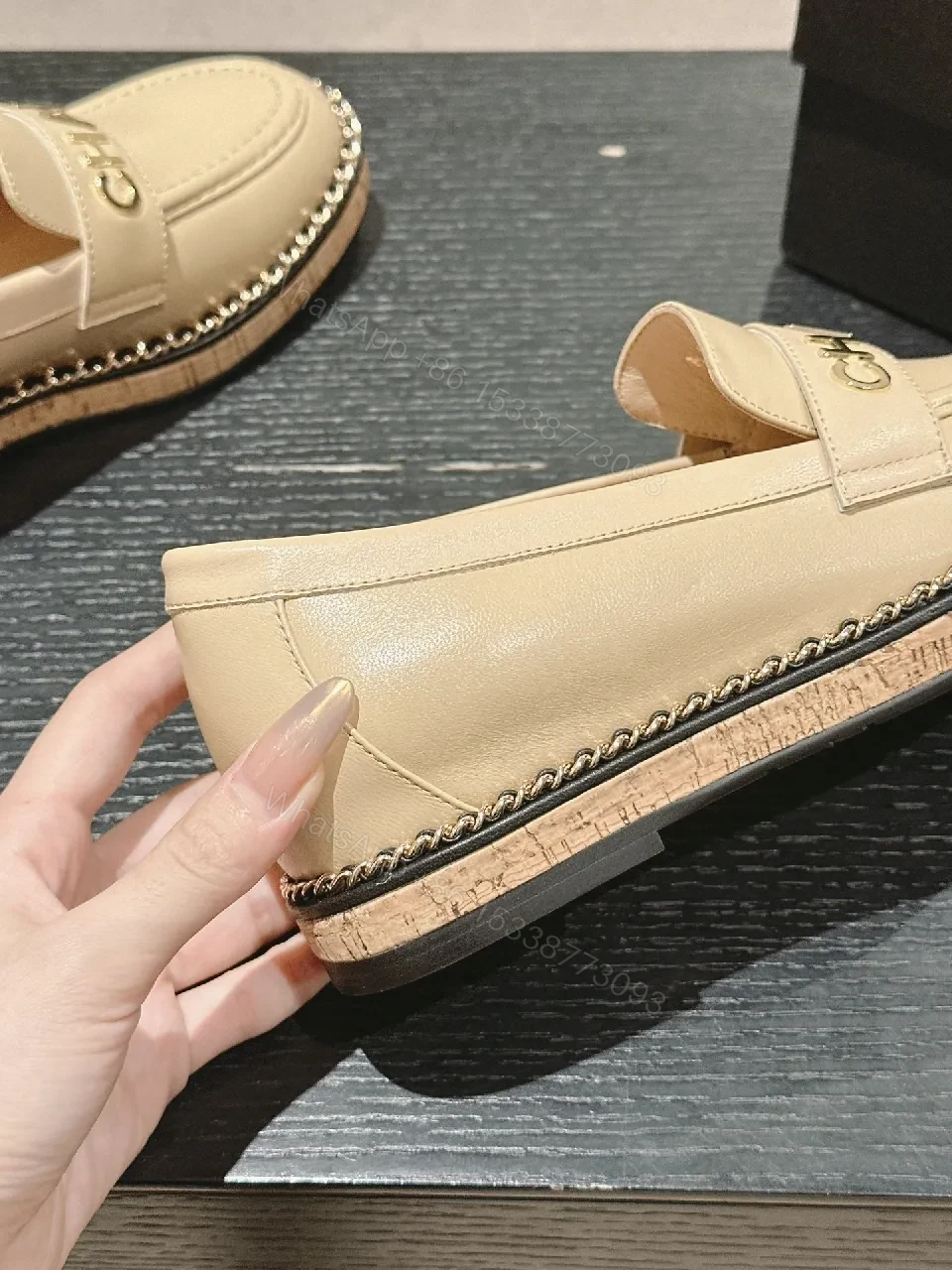 View 5 of Beige Leather Slip-On Loafers: Luxe Comfort Style